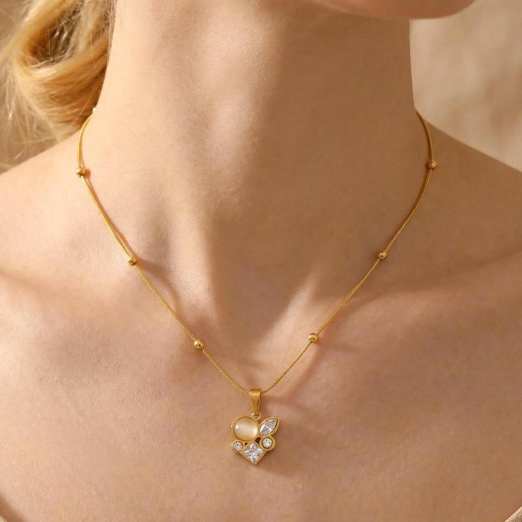 18K Gold Irregular Gemstone Necklace - Non-Fading Light Luxury Jewelry