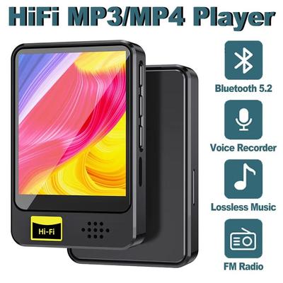 1.8 İnç Ekran Bluetooth 5.2 MP3 Çalar Kablosuz MP4 Çalar Dahili Hoparlör Taşınabilir Stereo Müzik Çalar FM Radyo E-Kitap Kayıt Desteği