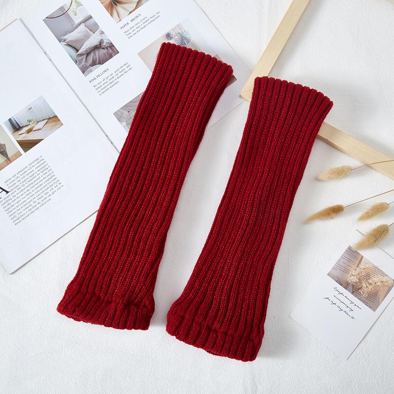 70cm Extra Long Thick Knitted Red Wool Leg Warmers for New Year and Christmas