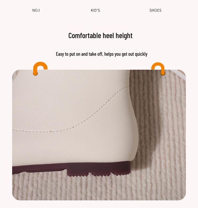 Autumn/Winter 2025 Korean Style Girls' Leather Princess Boots: Velvet-Lined, Soft Sole Short Boots