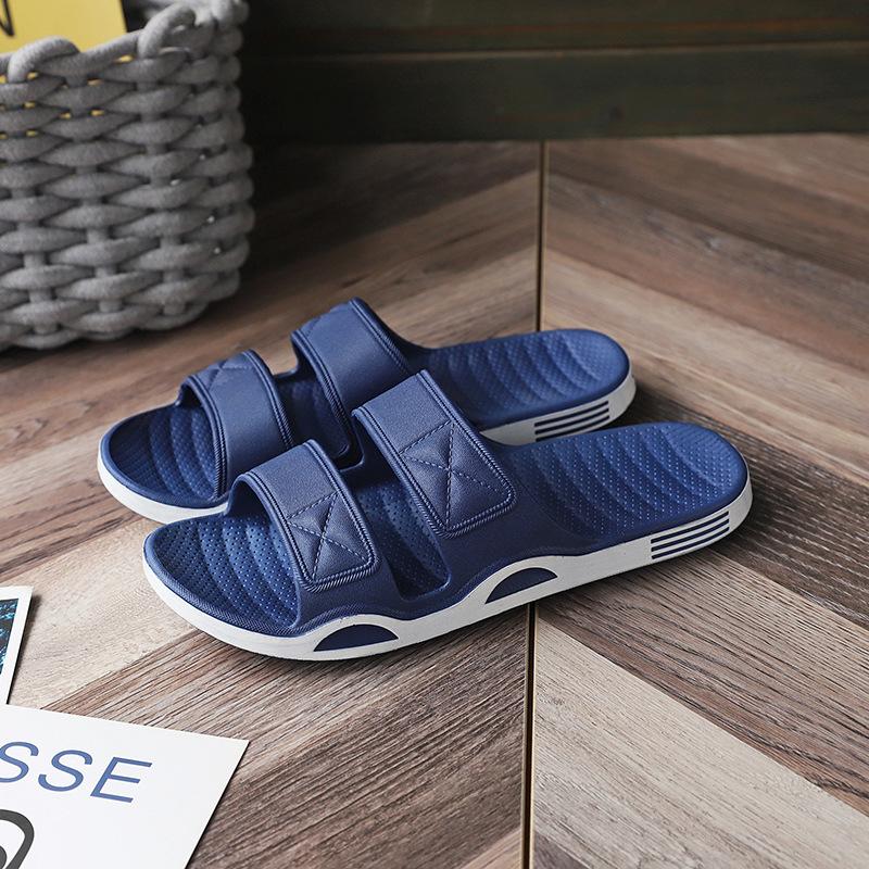 Free shipping summer men's one-word cool slippers home use indoor bathing non-slip thick bottom men's outer wear