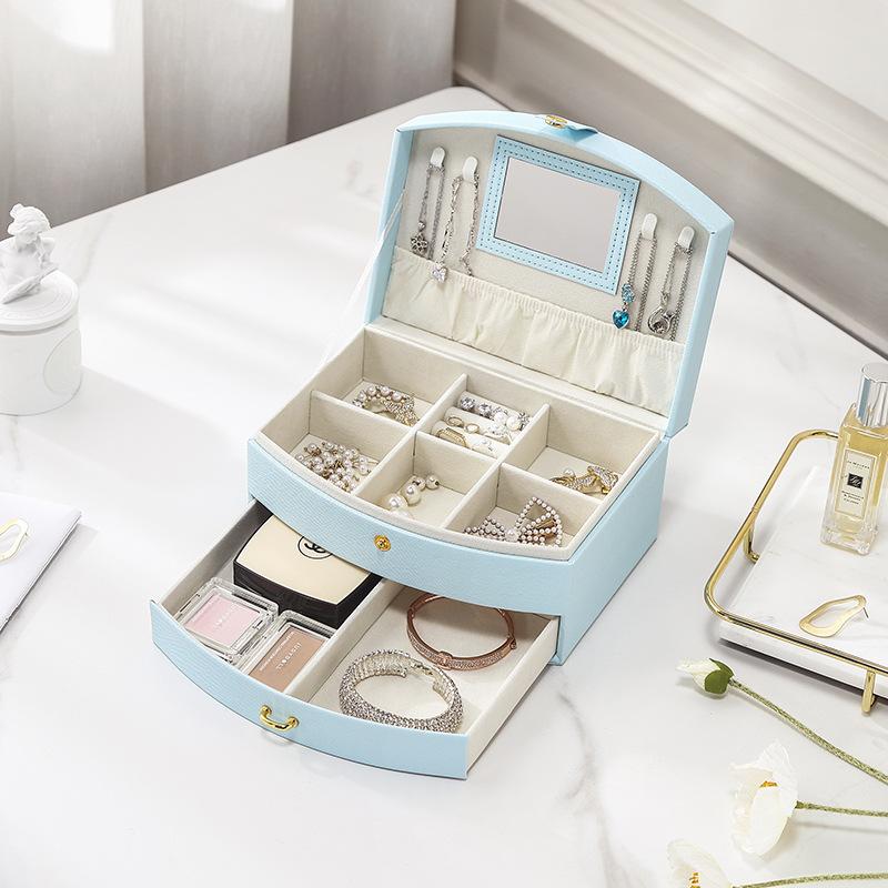 Jewelry Box Household Portable Jewelry Storage Box Large Capacity Necklace Children's Hair Accessories Flip Jewelry Storage Box Cross-border