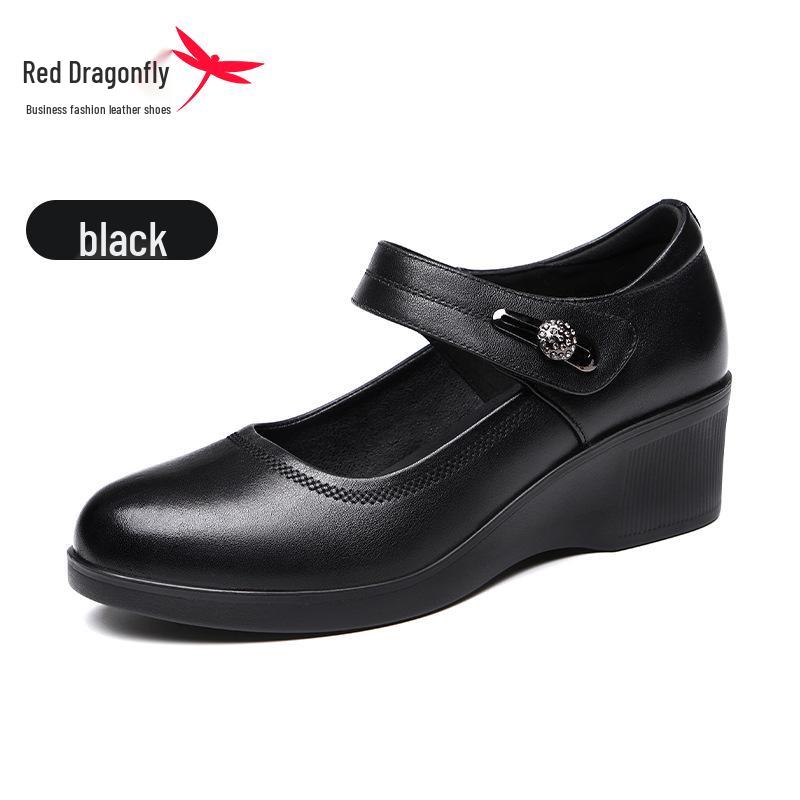 Red Dragonfly Women s Genuine Leather Mary Jane Wedges - Comfortable Soft Sole Shoes for Spring 39