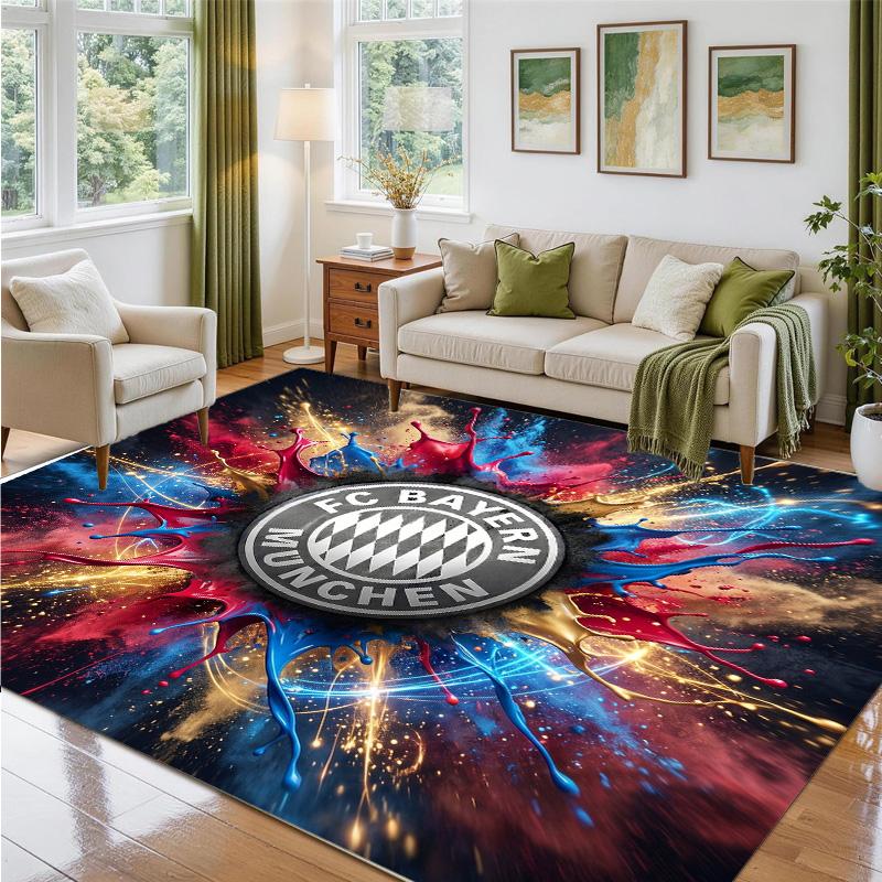 Bayern Munich Design Crystal Velvet Rug Soft Decorative Mat for Bedroom Entrance