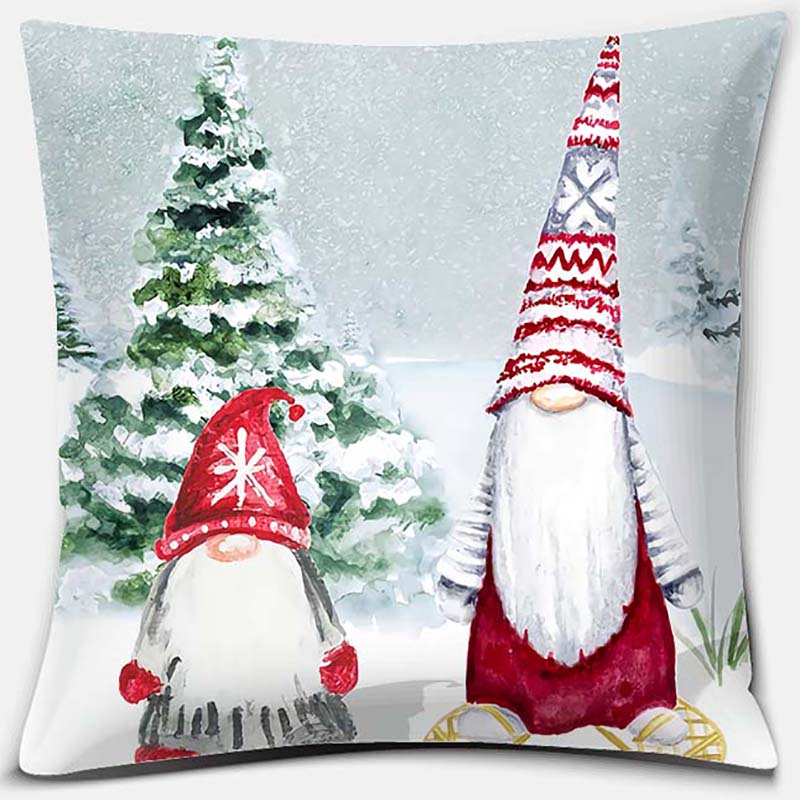 Santa Print Series Pattern Pillowcase Square Pillowcase Home Office Decoration Pillowcase