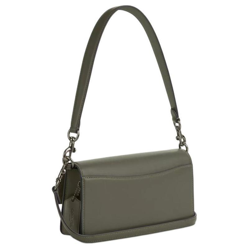 Coach Eliza 23 Snap Closure Removable Handle Calfskin Shoulder Crossbody Bag Medium Women's Army Green
