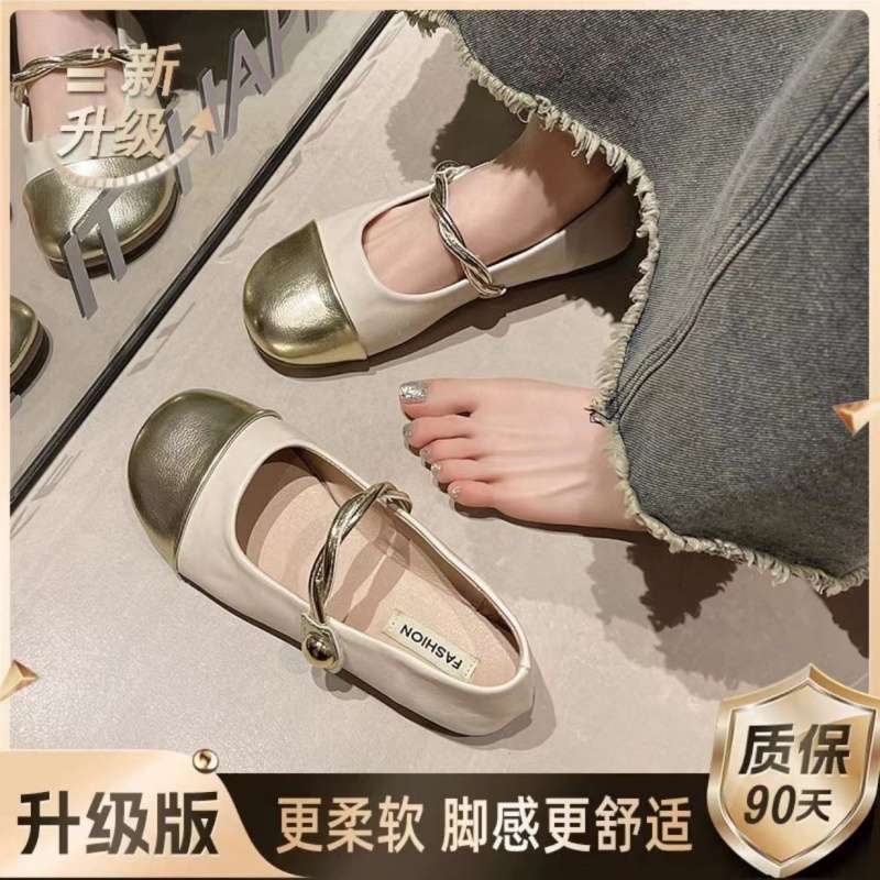Mary Jane women's shoes 2025 new summer French evening wind shoes gentle single shoes flat temperament small leather shoes women