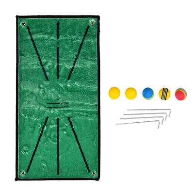 Golf Hitting Training Mat Anti Slip Suede Swing Practice Rug with 5 Balls 4 Fixing Pins for Home Office Outdoor