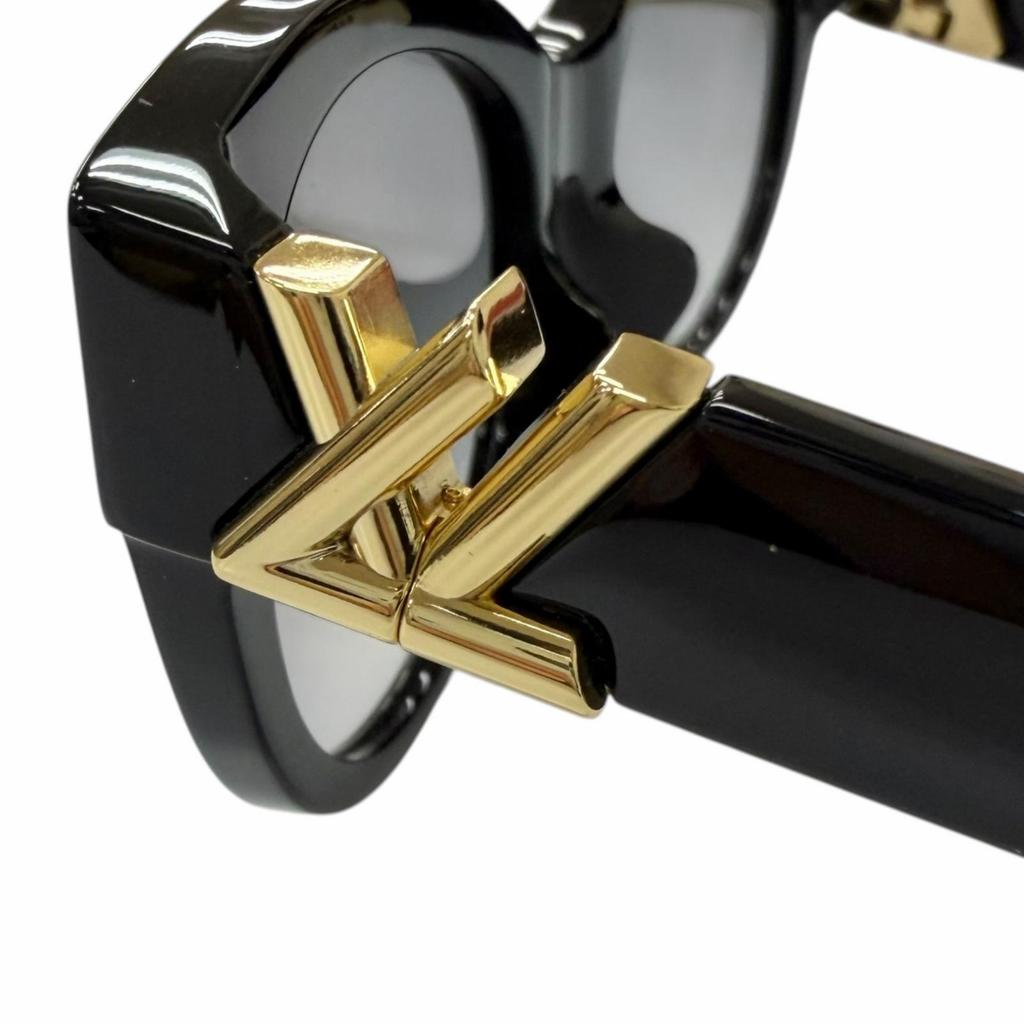Excellent LOUIS VUITTON LV GO-14 Round Sunglasses Black Women Z2378E Used