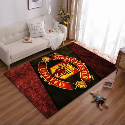 Manchester United Logo Teppich, Roter und Schwarzer Fußballfan Teppich Dekor Geeignet für die Verwendung als Anti-Rutsch für Wohnzimmer Schlafzimmer Sofas