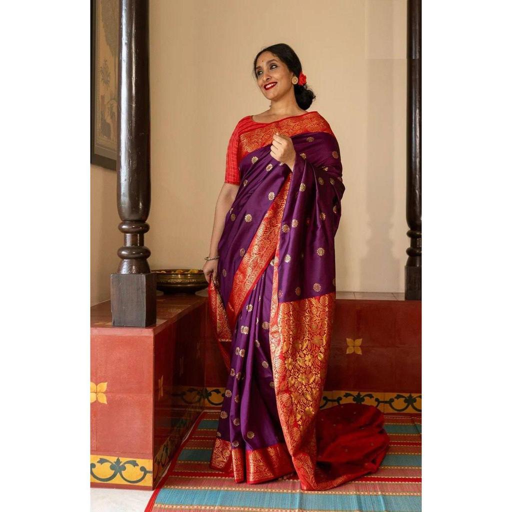 Royal Soft Lichi Silk Saree with Rich Pallu & All-Over Jacquard Work | Designer Party Wear Saree with Exclusive Jacquard Border Blouse