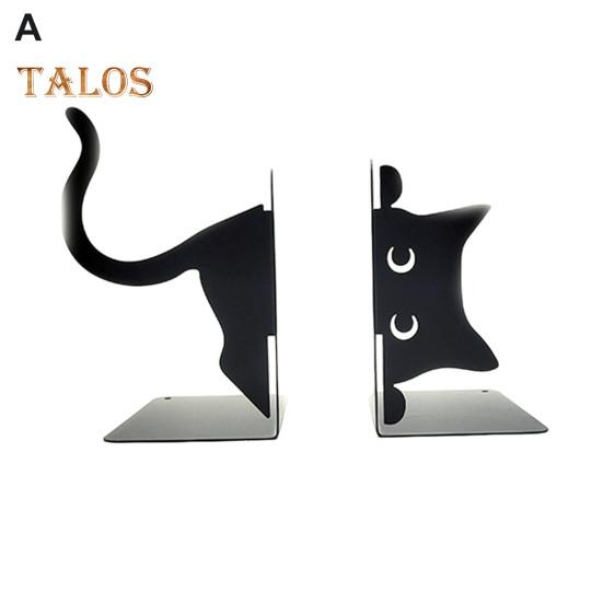 1 Pair Metal Bookends Whimsical Cat Design Decorative Bookends Rounded Edges Book Holders Office Library Decoration