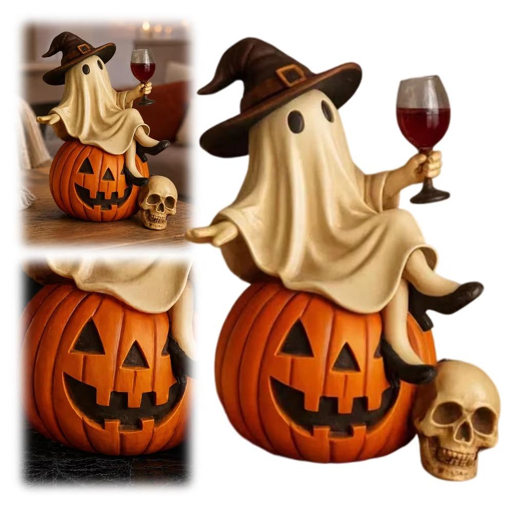 Spooky Halloween Ghost Figurine Cartoon Tabletop Figurine Funny Witch Statue  Halloween Decor