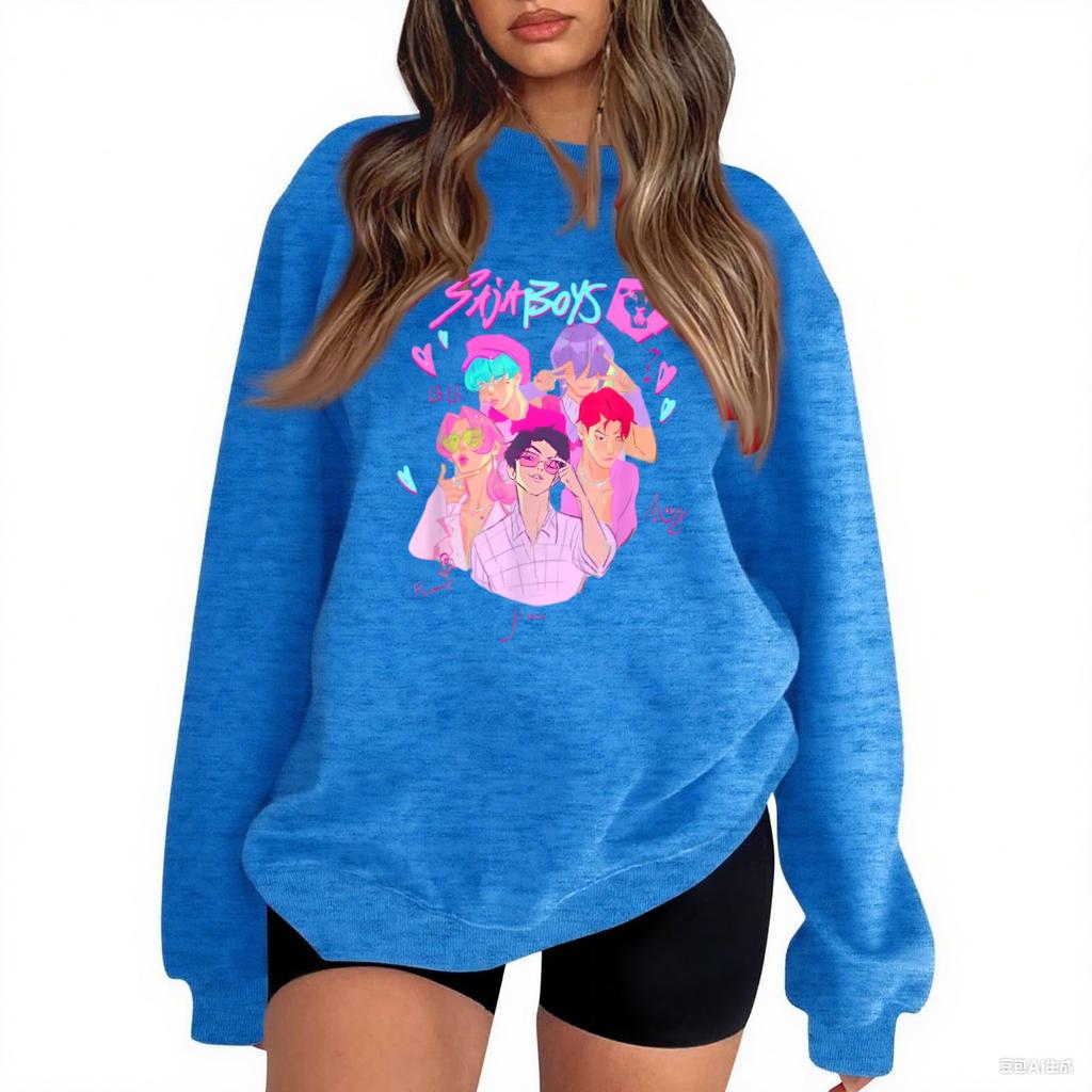 Damenmode Lässig Bedruckt Lässig Langarm Rundhals Sweatshirt Top