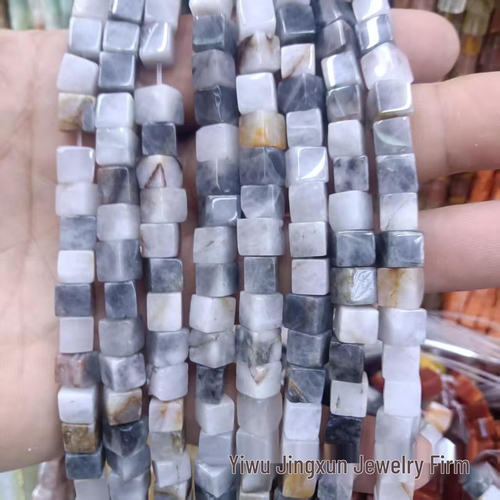 6x6mm Quadratische Rosenquarz-Achat-Perlenkette - Naturstein DIY-Zubehör