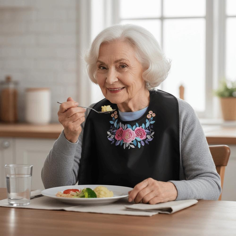 Waterproof Elderly Bibs Foldable Snap Closure Adult Apron Oil-Resistant Washable Senior Citizens Bibs Household Use