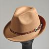 Felt Panama Fedora Hat Short Brim Trilby Flat Hat For Men Women Homburg Church Jazz Hat Adjustable
