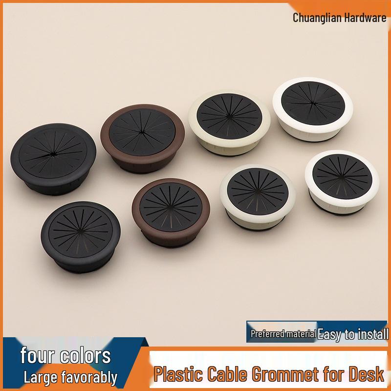

ABS Plastic Desk Cable Management Grommet for Cabinets and Furniture 50mm thickened round box чёрный