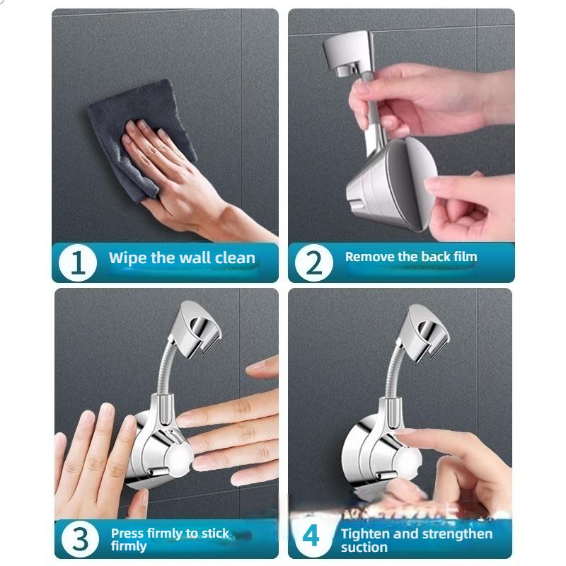 Suction Cup Shower Holder Adjustable Shower Head Holder Nozzle Handheld Holder Punch-Free Multi Angle Rotation Shower Bracket