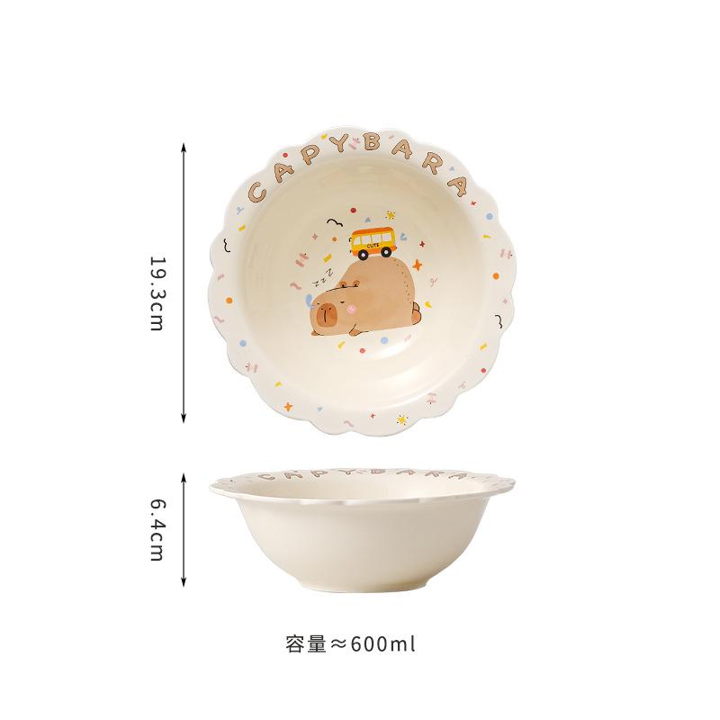 Ceramic Dinner Plate, Simple Straw Hat Bowl, Fruit Plate, High-Value Salad Bowl, Cute Dessert Bowl, Household Soup Bowl, Instant Noodle Bowl