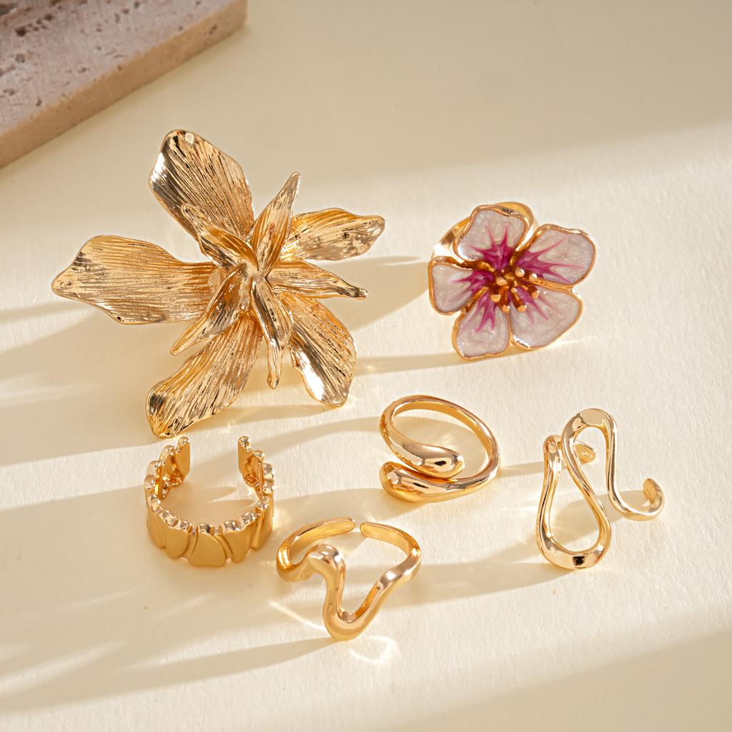 European and American oil dripping irregular lines open ring light luxury high-end ring personality temperament jewelry
