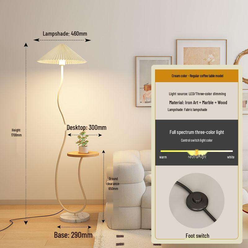 

French Cream Floor Lamp with Shelving – Artistic Retro Style for Living Room or Bedroom Black - Dark Green Shade - Table Lamp