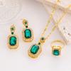 4PCS Sets Exquisite Quadrate Rhinestone Necklace Earrings Ring Zircon Set Charm Ladies Zircon Fashion Bridal Gifts for Women
