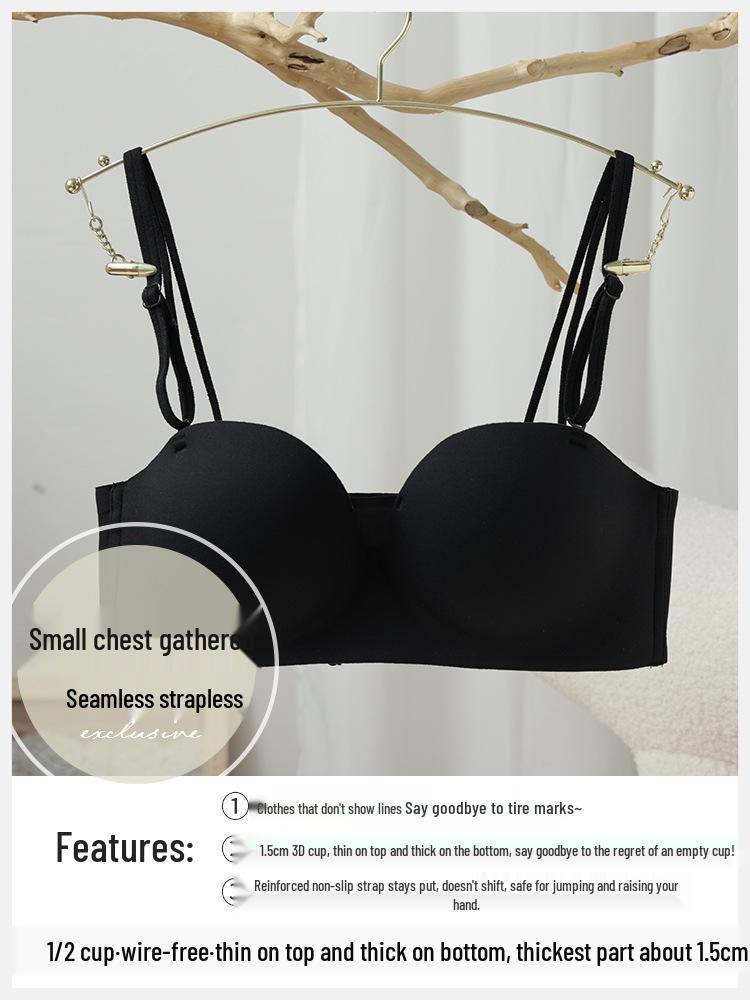 Strapless Push-Up Bra with Thin Straps for Small Breasts, Underwire-Free, Anti-Slip, Lifting and Shaping for a Beautiful Back