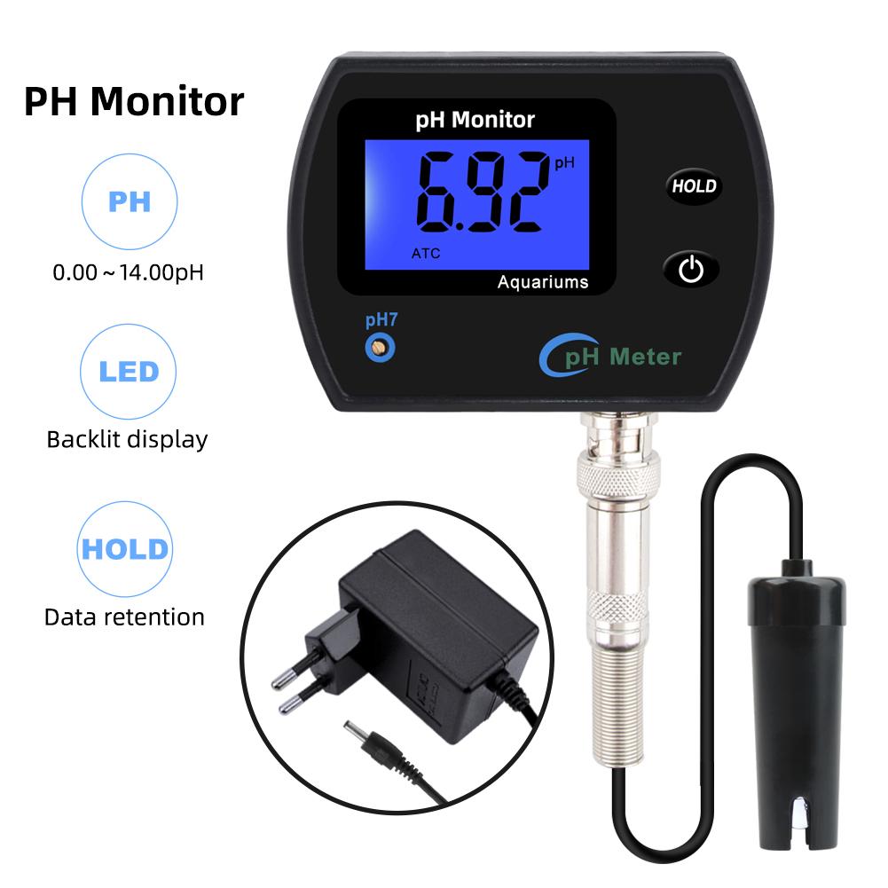 PH Temperature Meter Digital Multi-Parameter Water Tester Accurate Wall Mounted Online Hydroponics Tool for Aquariums Fish Tank