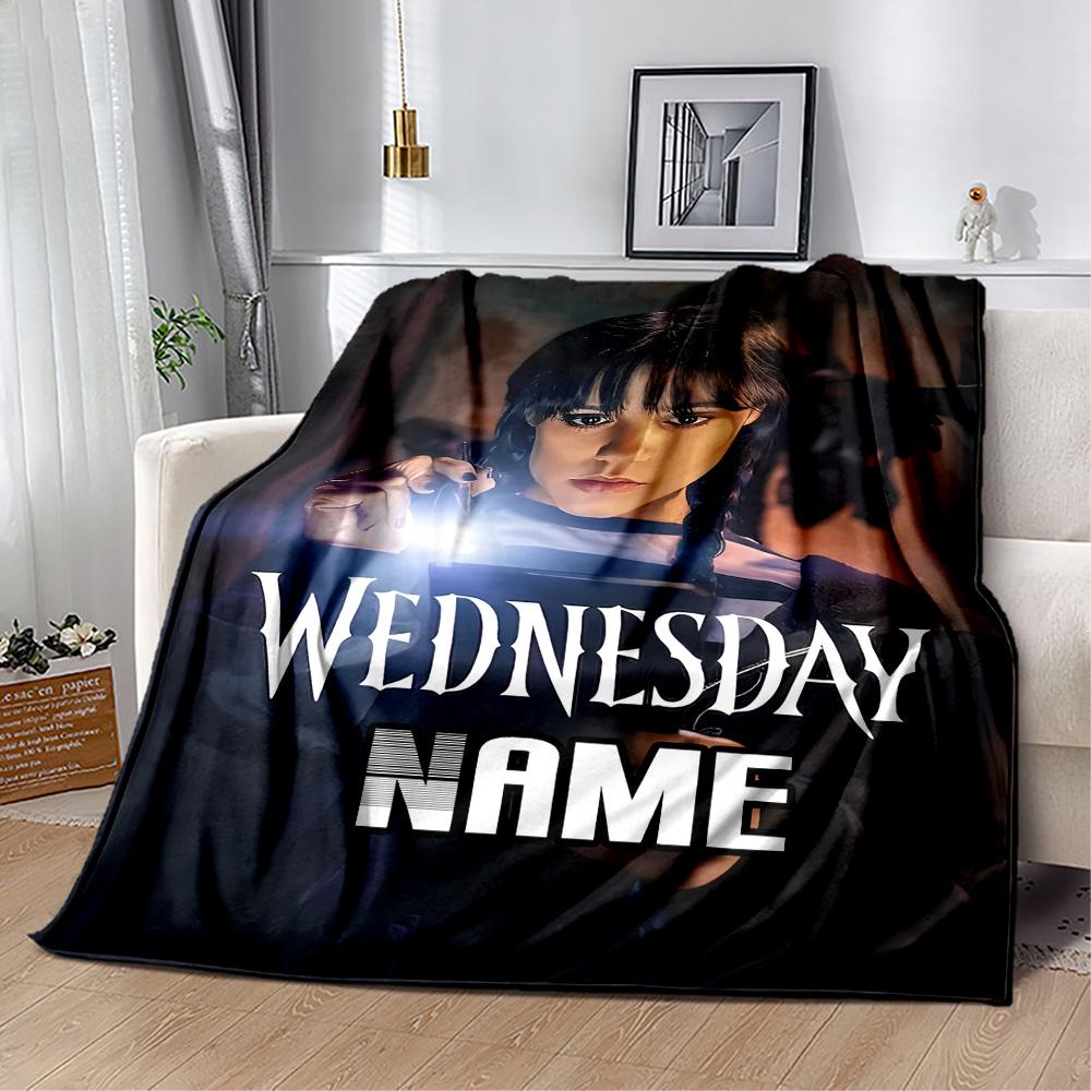 Wednesday's Spellbound Journey Customize Your Name Blanket Cozy Personalized Blanket Comfortable for Seaside Living Room Home Decor Nap
