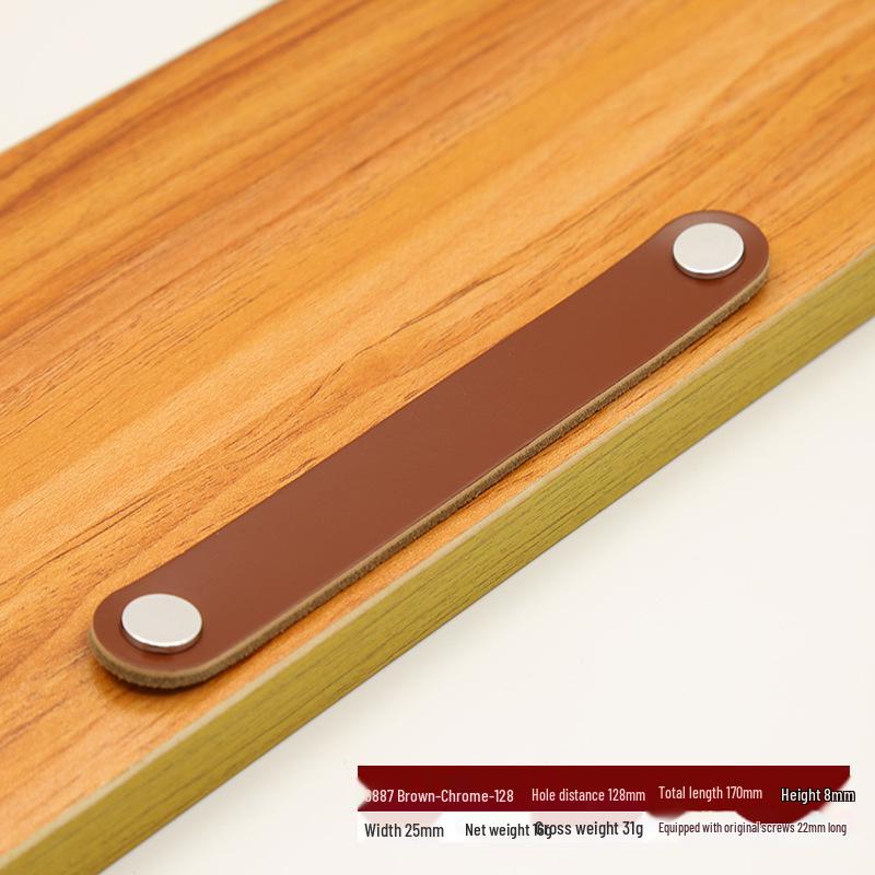 Brown Leather Handle for Cabinets, Wardrobes, Drawers, Boxes, and Luggage
