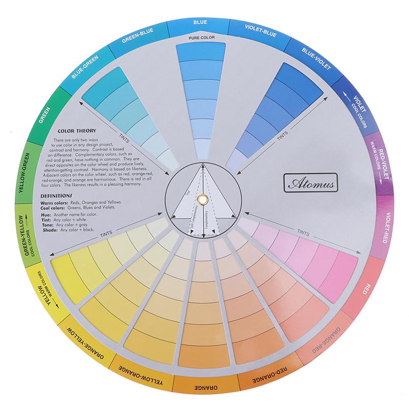 Paper Card Color Mixing Wheel Ink Round Central Circle Rotates Tattoo Nail