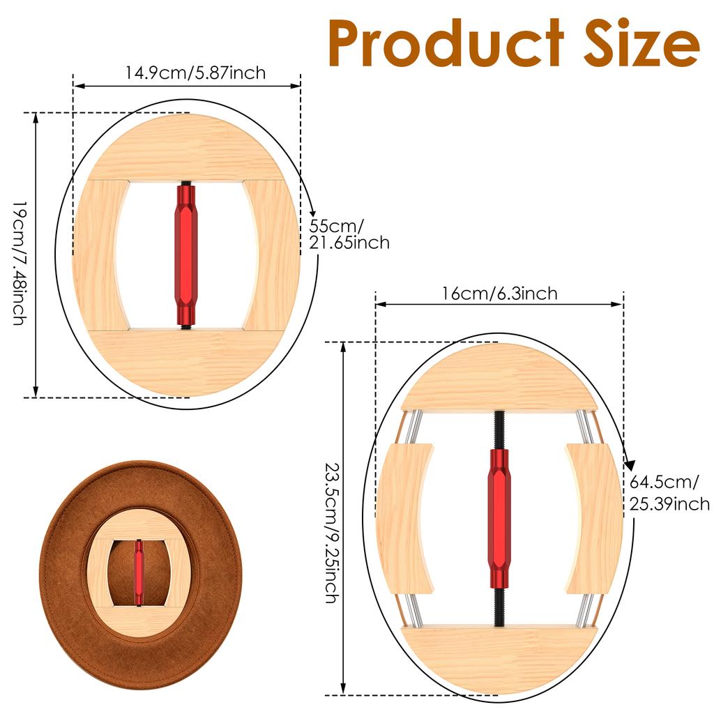 Repacego 4-Wege Holz Cowboyhut Strecker Vielseitiger Baseballkappe Former Kappenform Erhalter Premium Fedora Hutständer für Zuhause