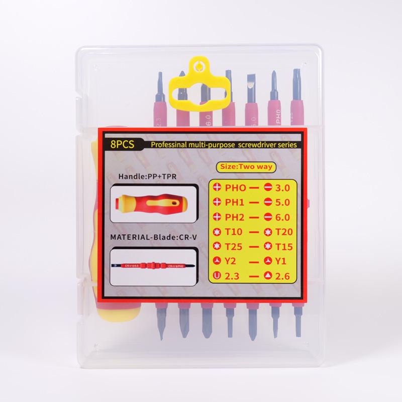8-in-1 Insulated Screwdriver Set with Hardened Tip and Voltage Testing