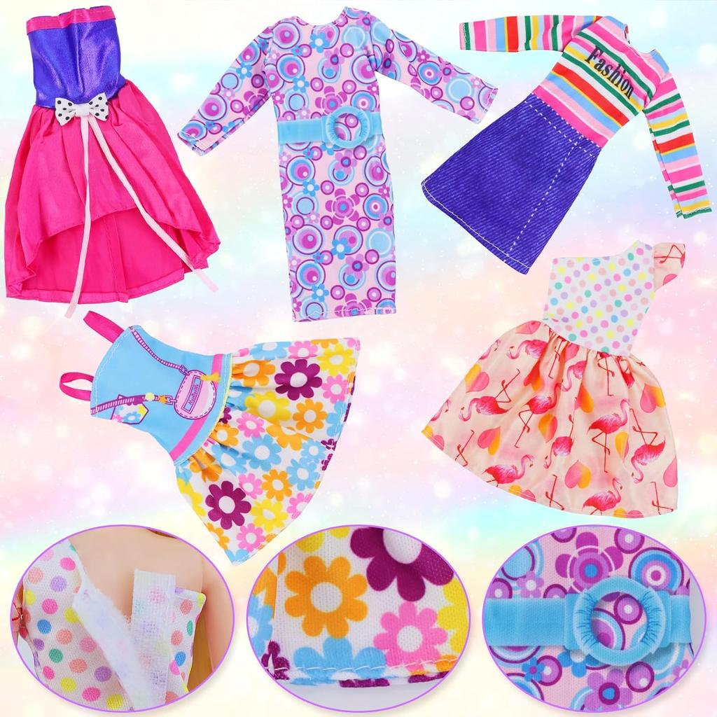 Girl Doll Clothes and Accessories Girl Doll Closet Wardrobe with Clothes, Dresses, Shoes and Other Girl Doll Stuff for 11.5 Inch Girl Doll Clothes as