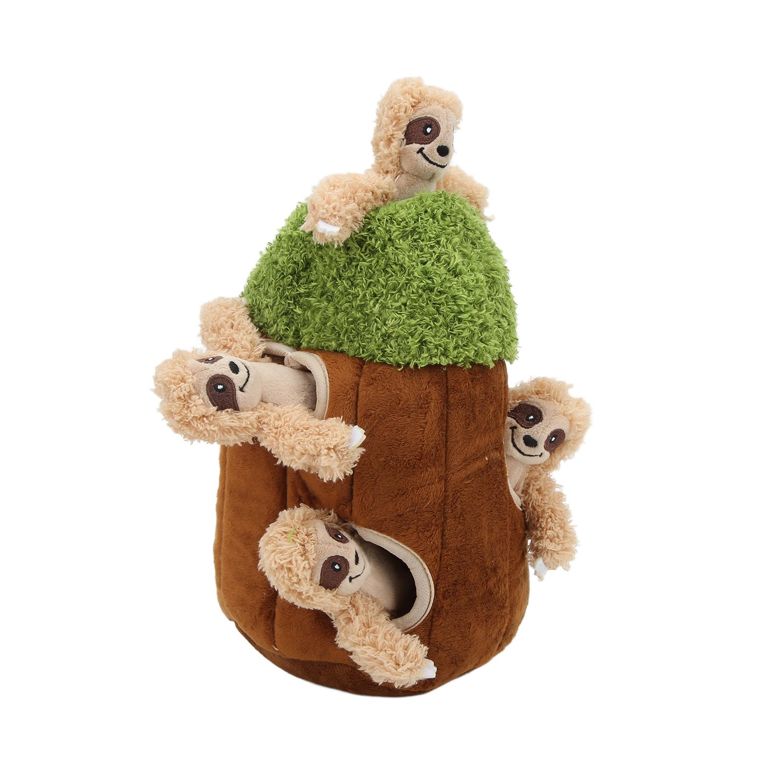 

Interactive Hide Seek Dog Toys Little Sloth Tree Hole Jigsaw Squeaking Dog Hiding Plush Toys