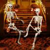 Schelet de Halloween de 5.4FT în mărime naturală Schelet de Halloween cu articulații mobile Schelete realiste pentru întregul corp pentru recuzită de Halloween Decorare înfricoșătoare de petrecere