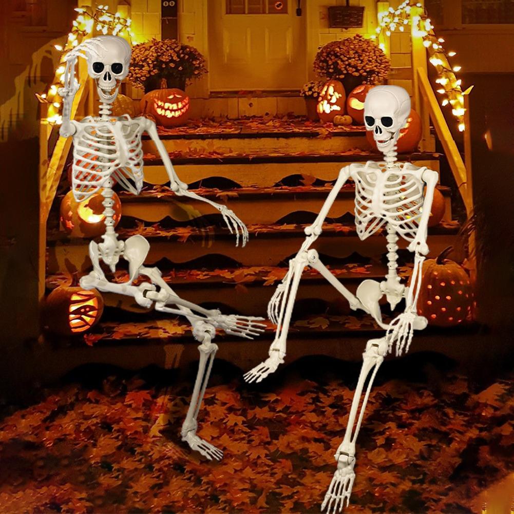 5.4FT Halloween Life Size Skeleton Halloween Skeleton With Movable Joints Realistic Full Body Skeletons For Halloween Props Spooky Party Decoration