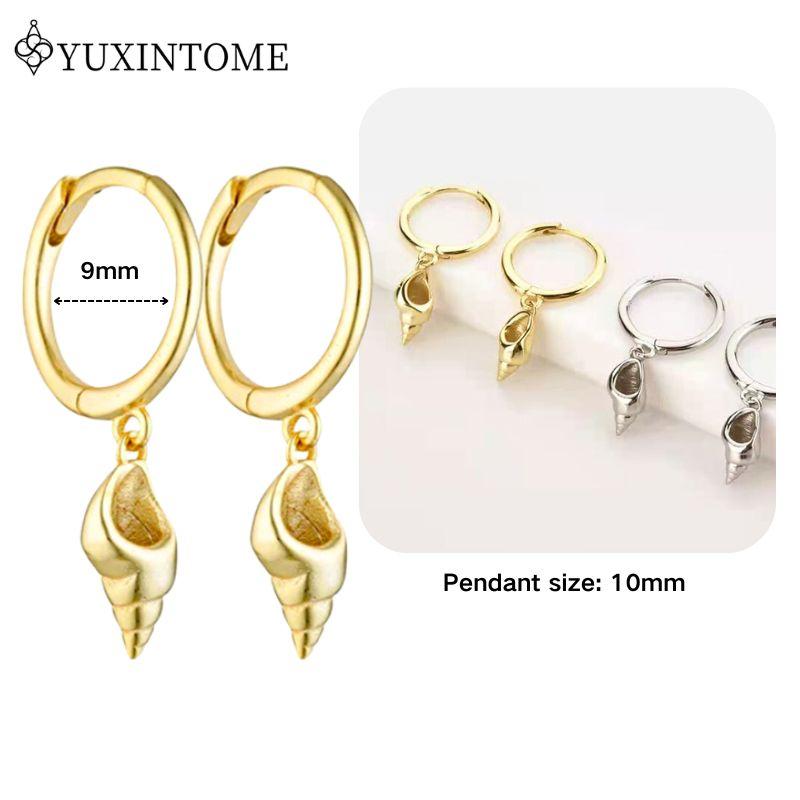 YUXINTOME 925 Silver Ear Needle Zircon Hoop gold Earrings For Women Square Plate Pendant Cutout Heart Earrings Fashion Jewelry