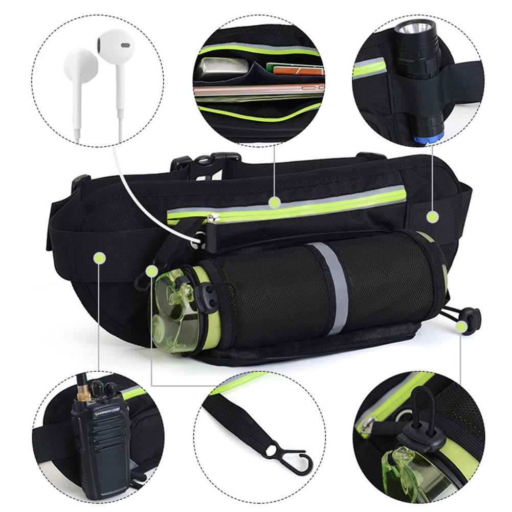 Hiking Waist Bag Fanny Pack with Water Bottle Holder Waterproof Reflective Running Belt Waist Pack for Men Women