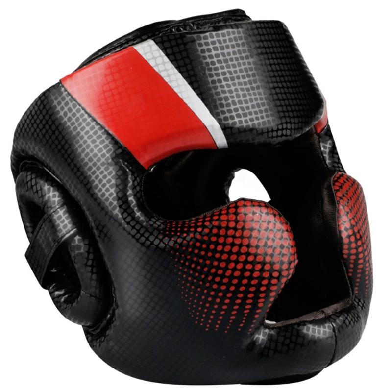 PU Leather Boxing Headgear Full Covered Kick Boxing Helmets Boxing Head Protection Equipment Martial Art Head Protector S красный