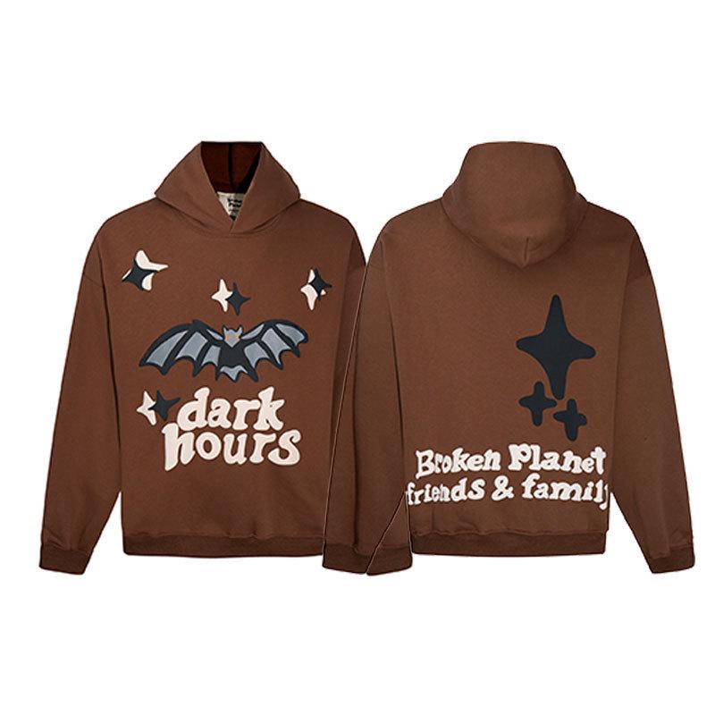 Unisex Broken Planet Print Velvet Hoodie - Trendy & Casual