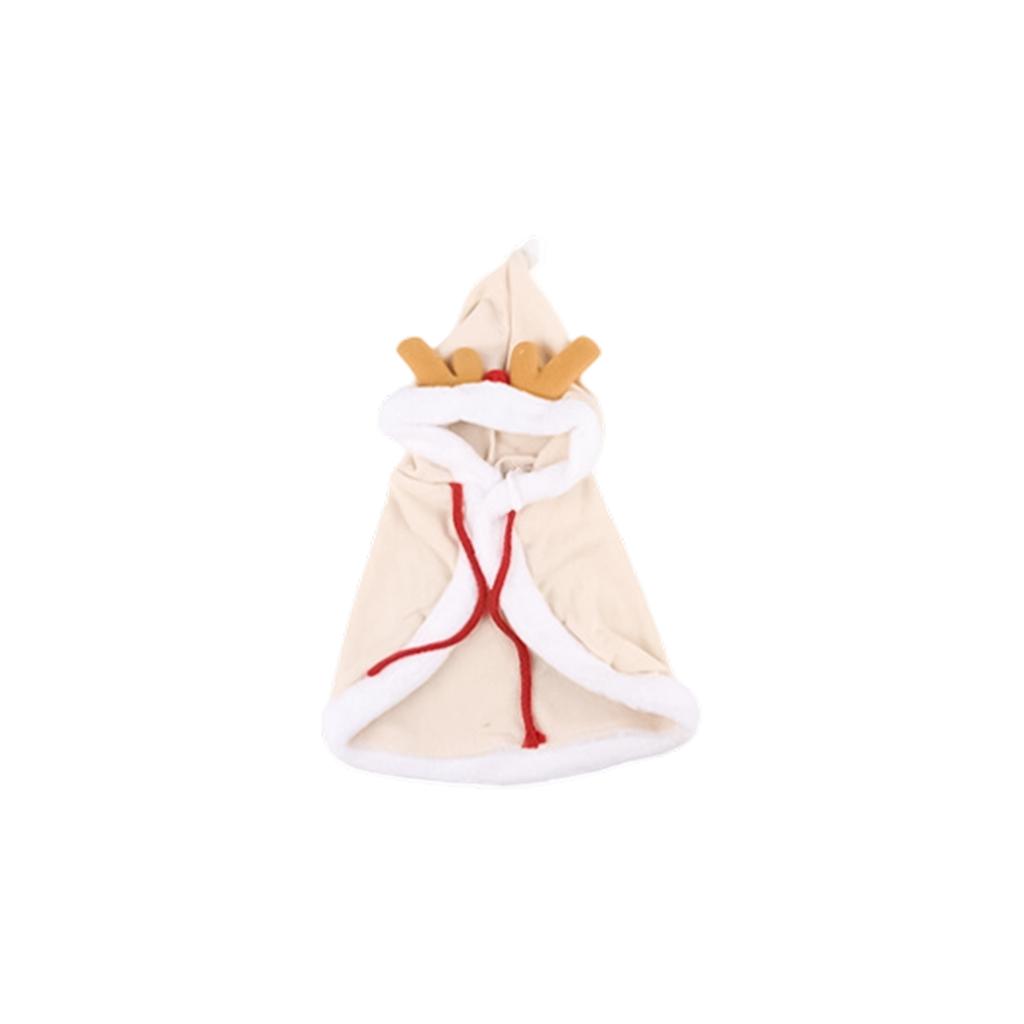 Weihnachts-Haustier-Kapuzenumhang mit Geweih - Weiches festliches Kostüm für kleine Hunde & Katzen, Feiertags-Party-Outfit