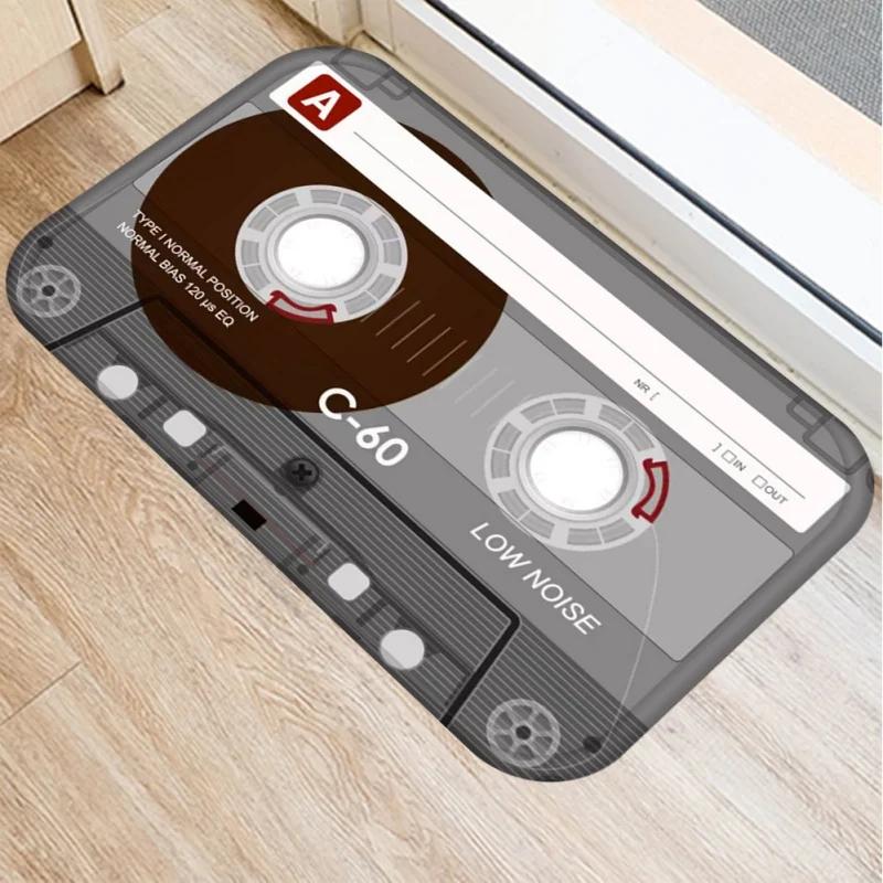 Retro Music Tape Pattern Doormat Home Decor Anti-slip Carpets Kitchen Bedroom Entrance Soft Floor Mat Washable Foot Mats