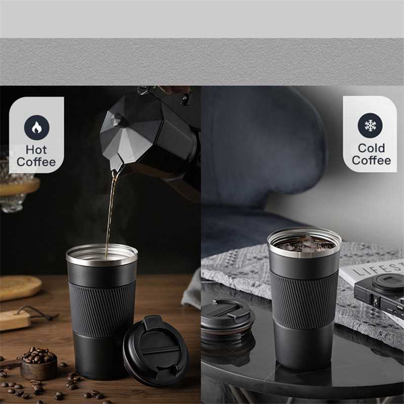 Dvojitá nerezová protiskluzová termoska do auta cestovní termohrnek Láhev na vodu Kávový termohrnek Netěsnost