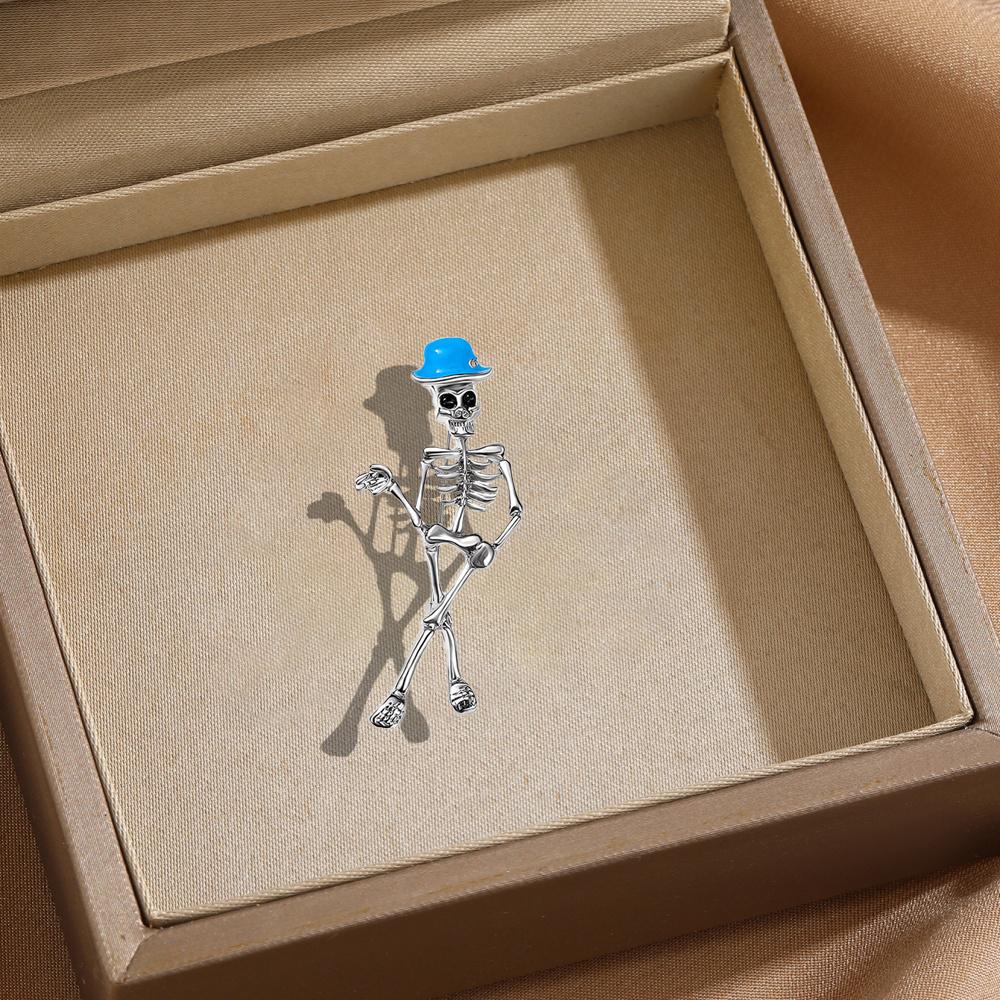 

Halloween Skeleton Brooch Universal Metal Bottom Boot Personalized Versatile Clothes Backpack Scarf Accessories Brooch синий