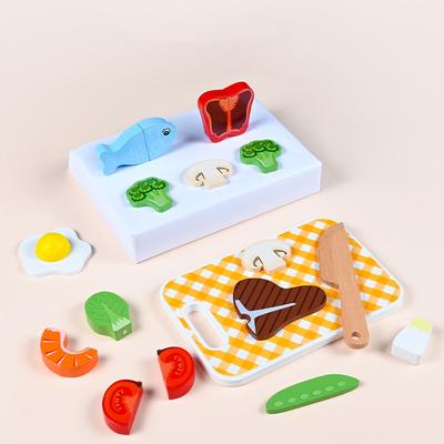 1 Set Montessori Children Fruit Cutting Toys for Girls Boy Fine Motor Training Playing House  Kitchen and Vegetable Cutting Toys