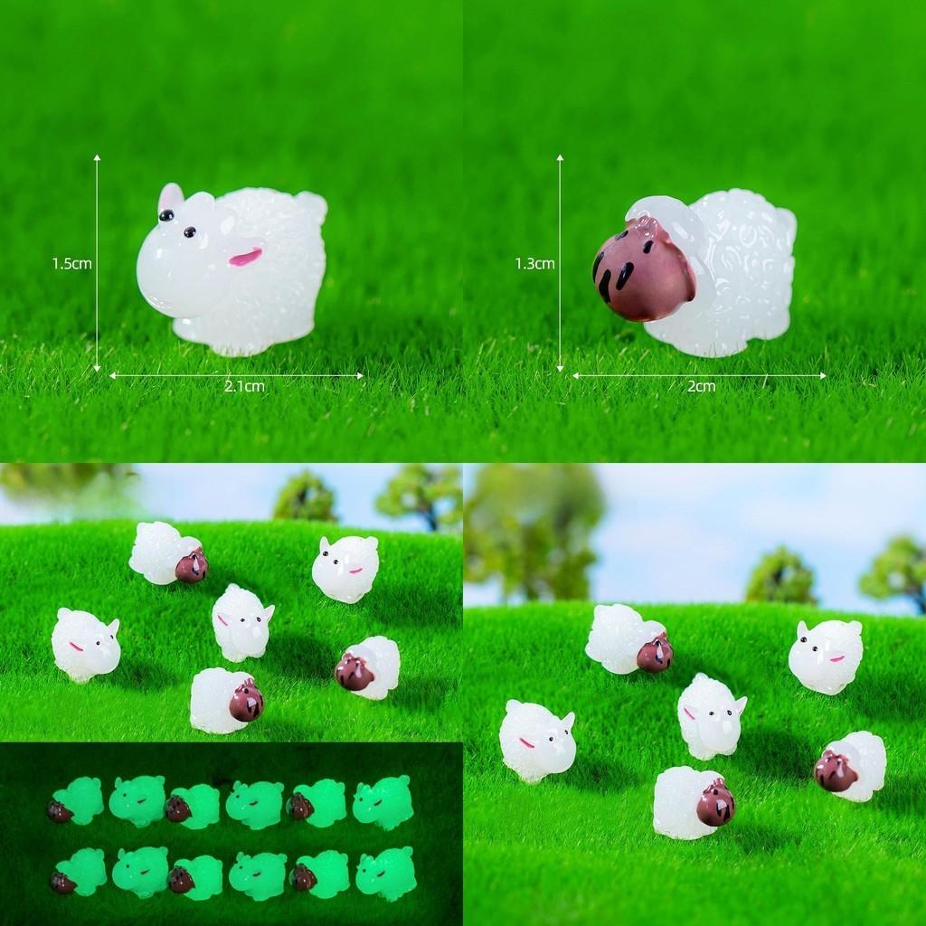 Cute Luminous Sheep Resin Figures For Miniature Garden And Fairy Landscapes