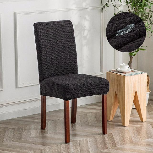 T -Shaped Water Resist Jacquard Chair Cover For Dining Room Hotel Banquet Home Use Decor Spandex Elasticity Stool Chair Seat Cover