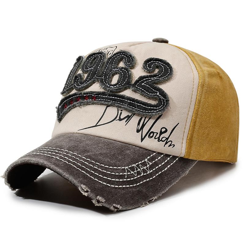 Vintage Washed Distressed Letter Baseball Cap Spring Autumn Sunshade Duckbill Hat Stylish Versatile Trendy Cap For Men Women